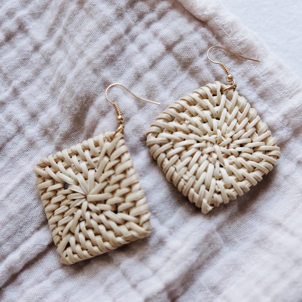 “Jane” Rattan Earrings - Picture 2 of 3